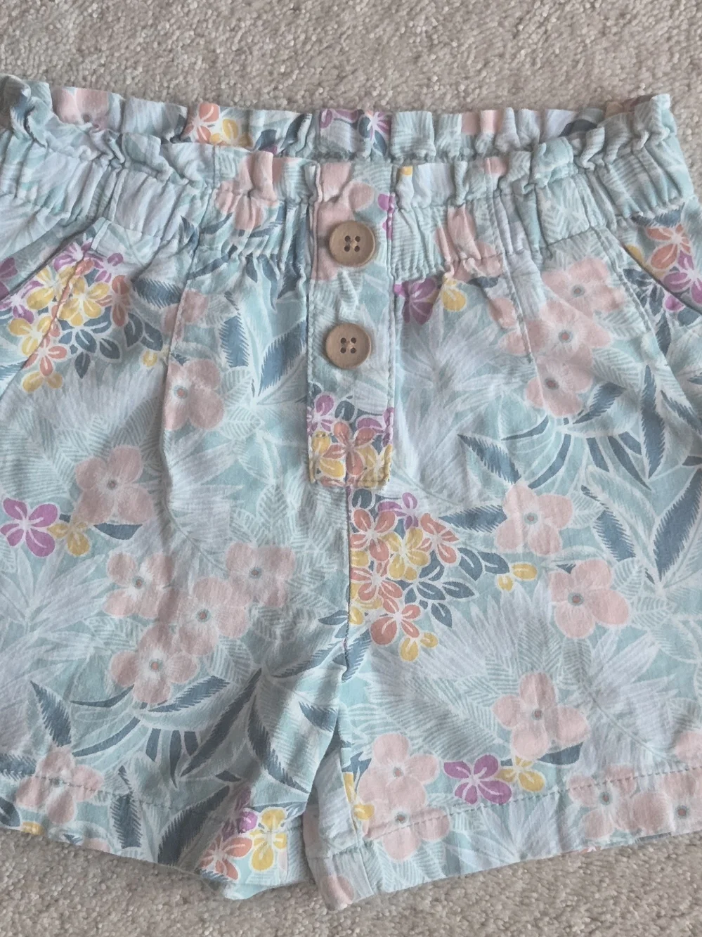 OshKosh B'gosh Light Blue Floral Elastic-Waist Shorts